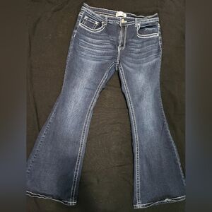 Y Jeans Los Angeles Women Y2K  Flare Leg Jeans Embelished Pockets Size 17/18